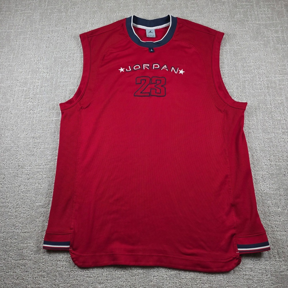 Jordan Brand‎ Mens XL Red Basketball Jersey Sleeveless Embroidered 23 Shirt
